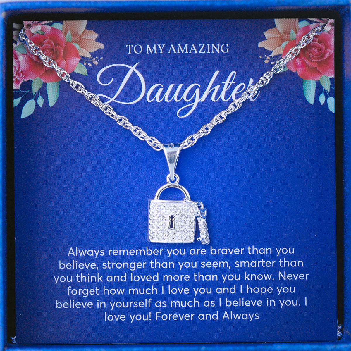 JUELHAUS Pure S990 Silver Necklace for Daughter with Key Lock Shape S925 Silver Pendant