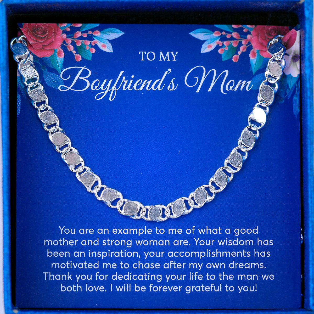 JUELHAUS Silver Necklace as a Gift for boyfriend's mother, Smooth Flat Inlaid Necklace, No Milling, Long Solid Thread