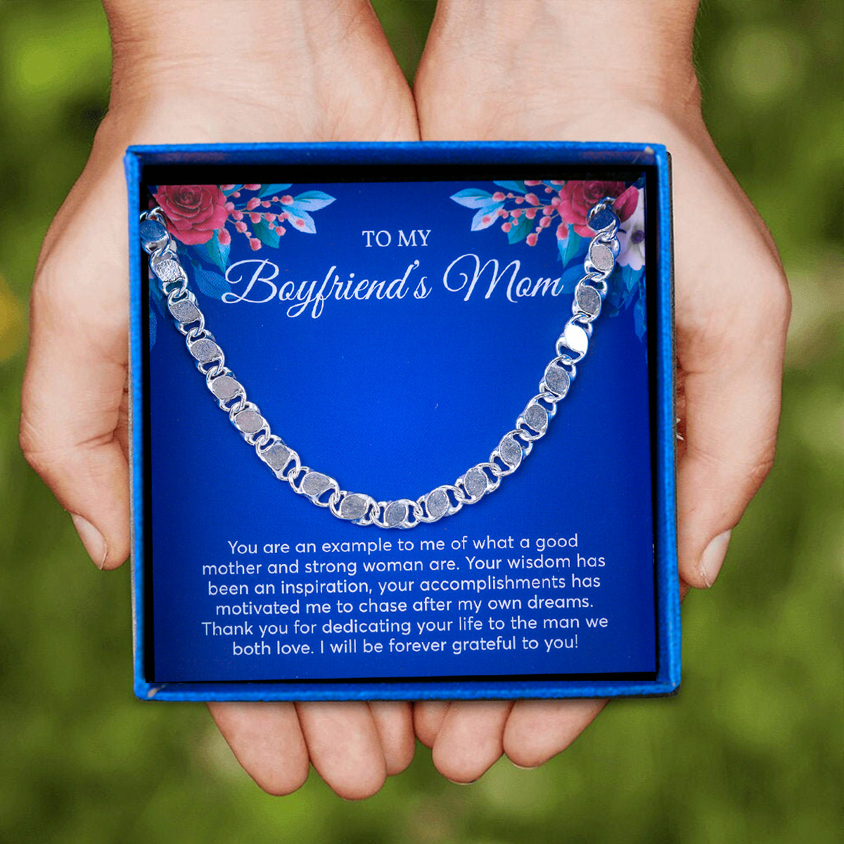 JUELHAUS Silver Necklace as a Gift for boyfriend's mother, Smooth Flat Inlaid Necklace, No Milling, Long Solid Thread