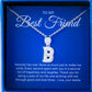 JUELHAUS Silver pendant given to a Best friend in the shape of a letter with a stone on a hook, strikingly impressive