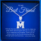 JUELHAUS Silver pendant given to a Best friend in the shape of a letter with a stone on a hook, strikingly impressive