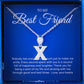 JUELHAUS Silver pendant given to a Best friend in the shape of a letter with a stone on a hook, strikingly impressive