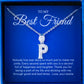 JUELHAUS Silver pendant given to a Best friend in the shape of a letter with a stone on a hook, strikingly impressive