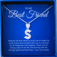 JUELHAUS Silver pendant given to a Best friend in the shape of a letter with a stone on a hook, strikingly impressive