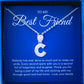 JUELHAUS Silver pendant given to a Best friend in the shape of a letter with a stone on a hook, strikingly impressive