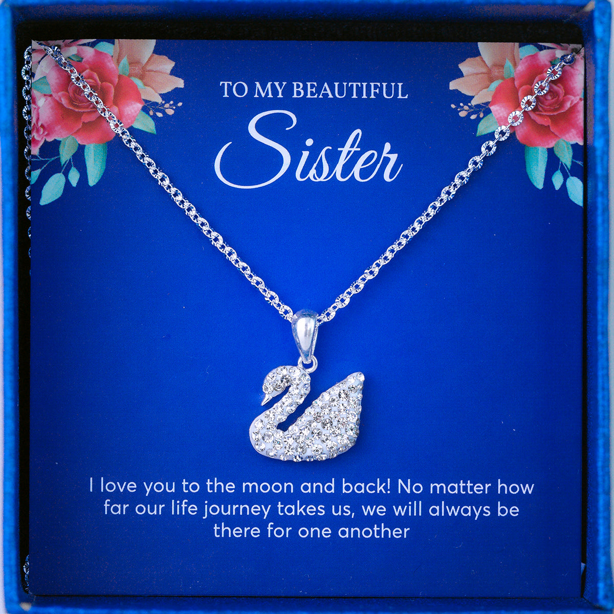 JUELHAUS Swan Pendant Inlaid With Black White Blue Stone S990 Fine Silver Elegant Swan Pendant Jewelry Gifts For sisters Swan Lover