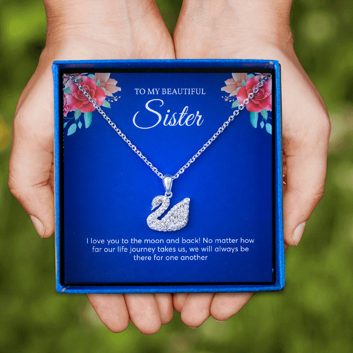 JUELHAUS Swan Pendant Inlaid With Black White Blue Stone S990 Fine Silver Elegant Swan Pendant Jewelry Gifts For sisters Swan Lover