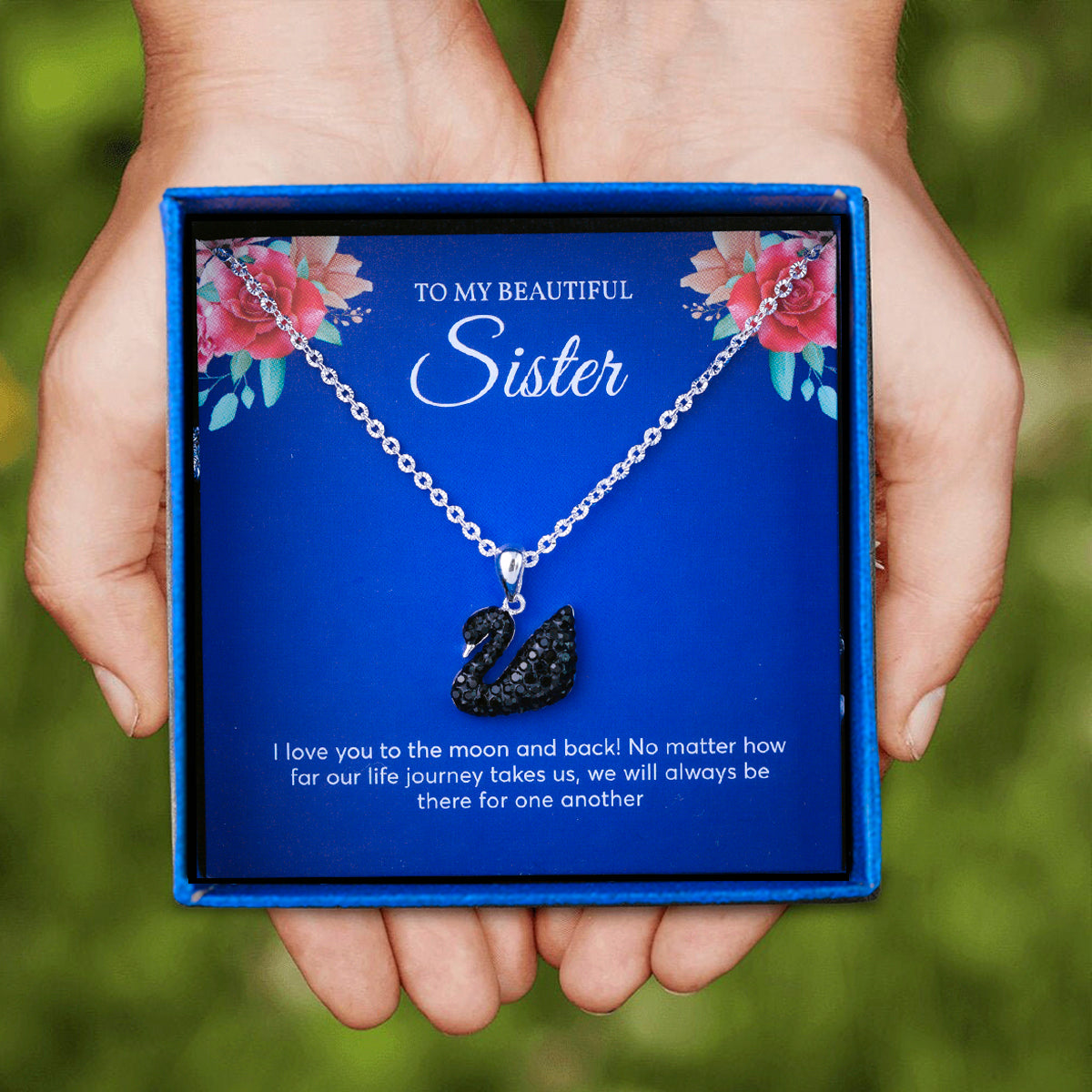 JUELHAUS Swan Pendant Inlaid With Black White Blue Stone S990 Fine Silver Elegant Swan Pendant Jewelry Gifts For sisters Swan Lover