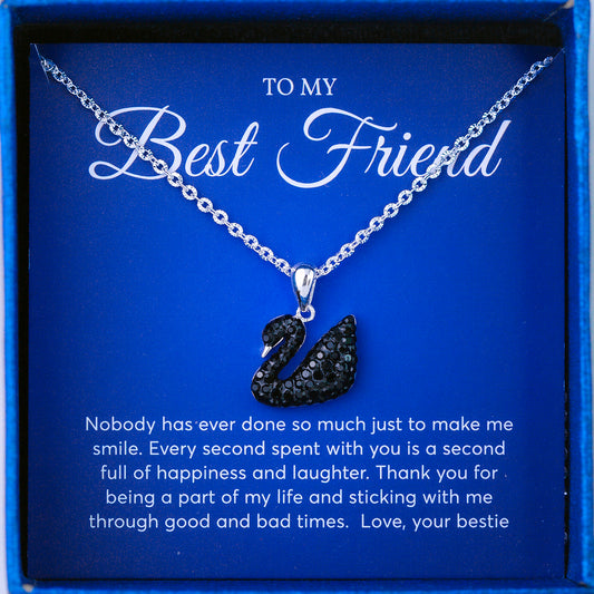 JUELHAUS Swan Pendant Inlaid With Black White Blue Stone S990 Fine Silver Elegant Swan Pendant Jewelry Gifts For Best friend
