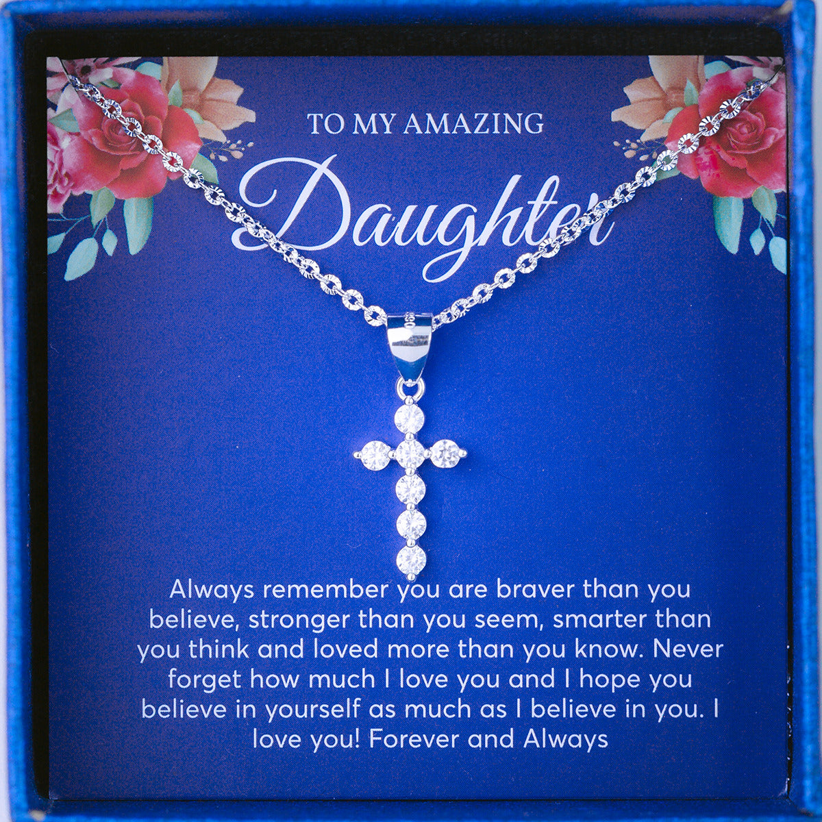 JUELHAUS Silver Pendant Gift for Daughter Pure S990 Simple Cross Shape Consisting of 7 Stones 2.5 Cups Tied Together Delicately