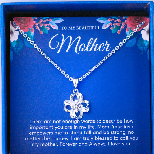 JUELHAUS Silver Necklace Gift for mother S990 in the shape of a 4-petal flower, smooth, beautiful, and naturally sparkling