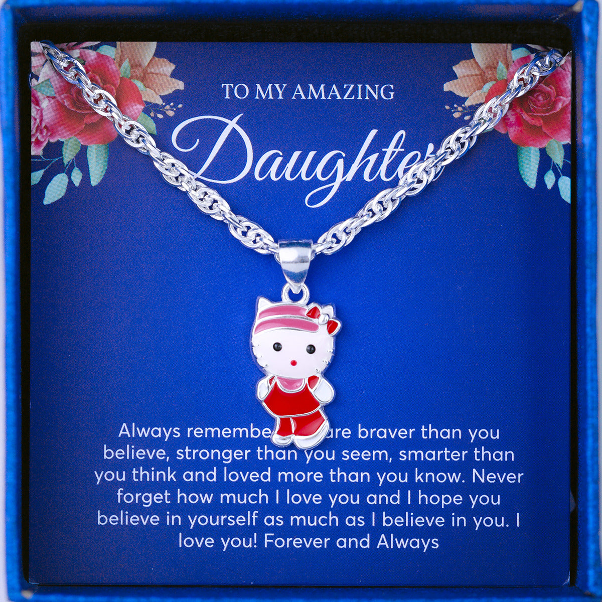 JUELHAUS Pure S990 Silver Necklace for Girls Funny and Lovely Hello Kitty Cat Shape