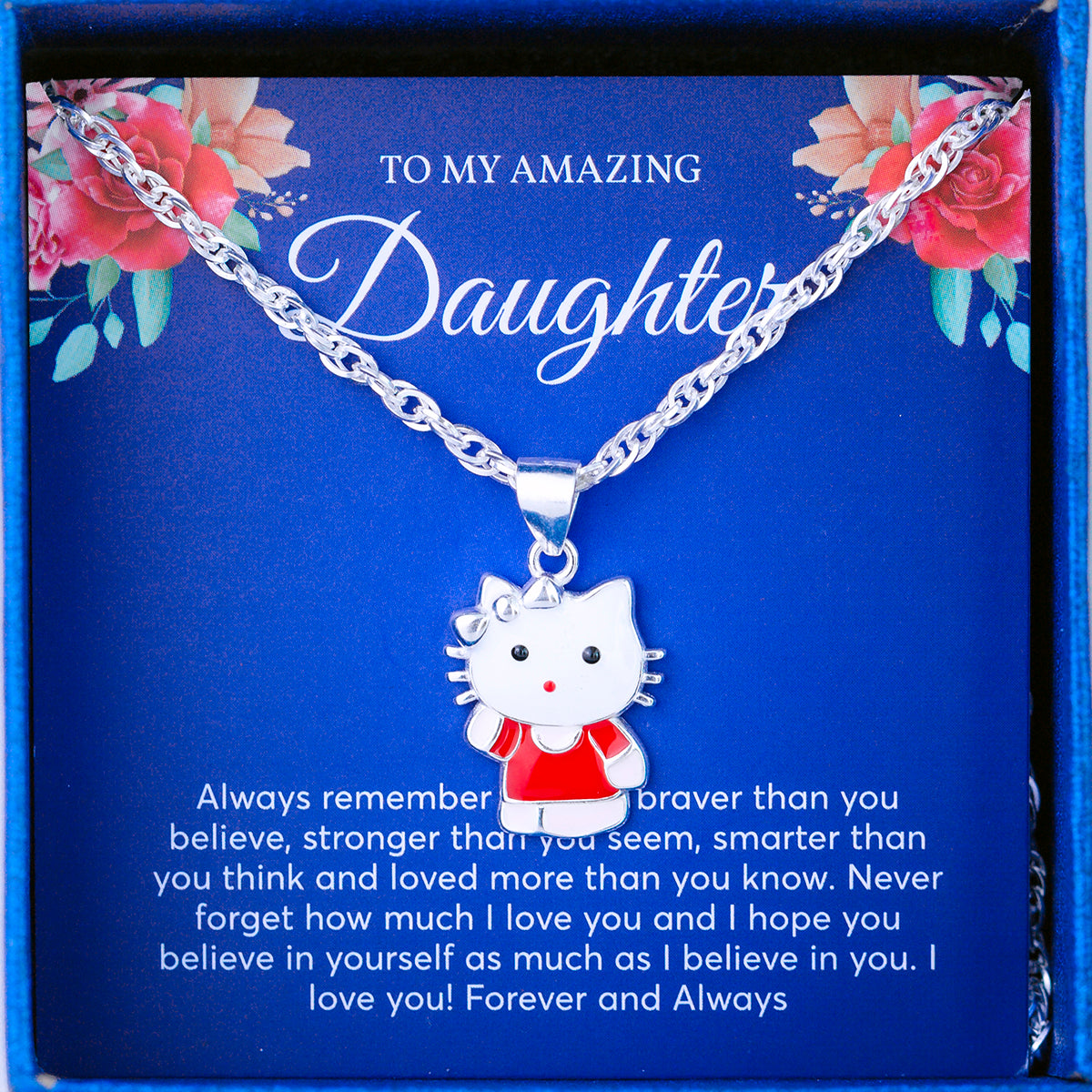 JUELHAUS Pure S990 Silver Necklace for Girls Funny and Lovely Hello Kitty Cat Shape