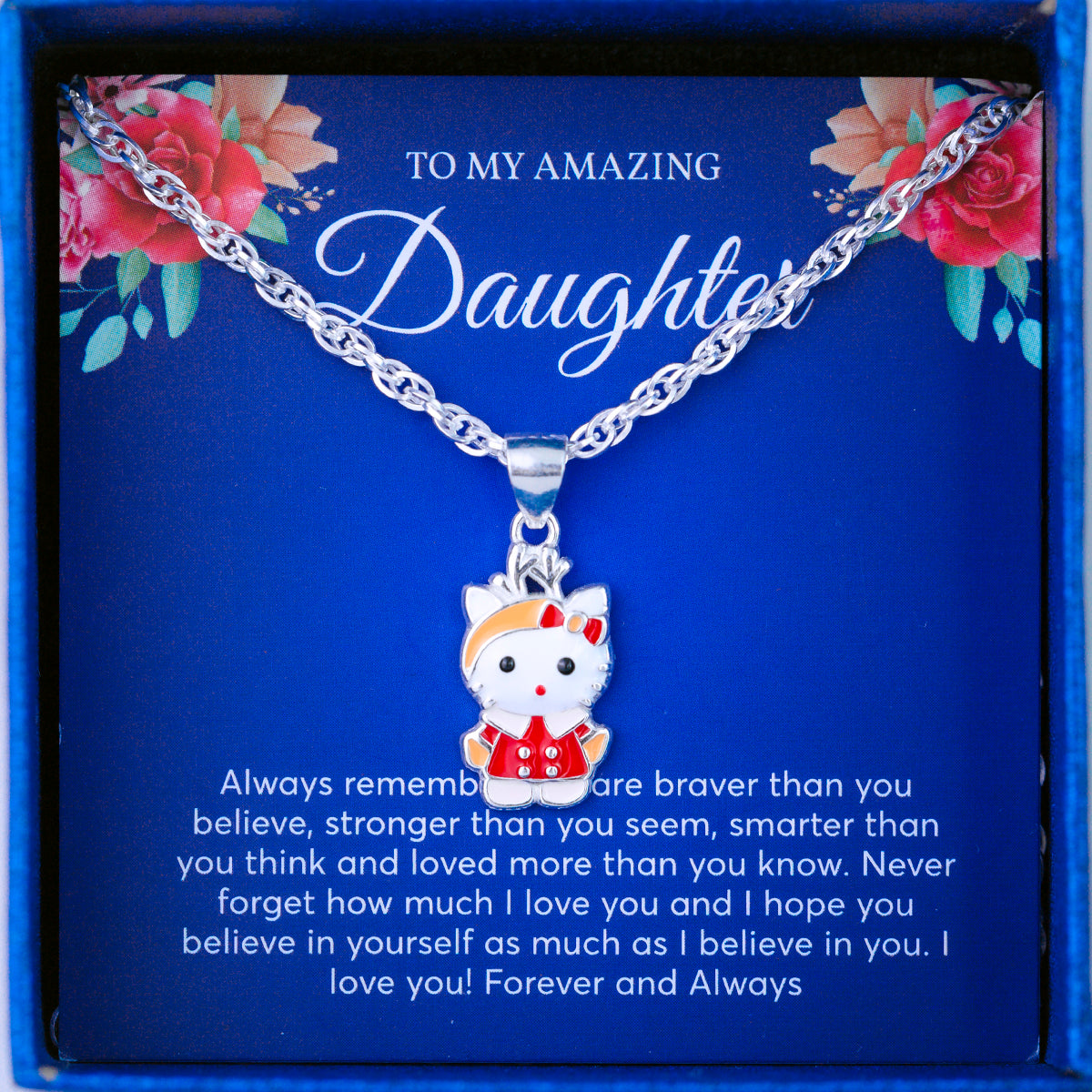JUELHAUS Pure S990 Silver Necklace for Girls Funny and Lovely Hello Kitty Cat Shape