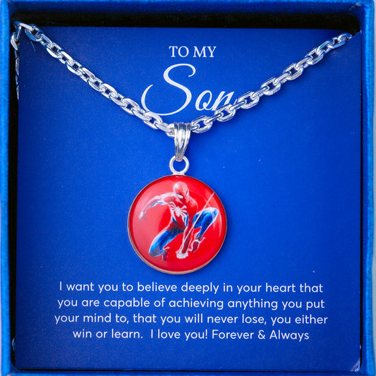 JUELHAUS Silver Necklace Gift for Son S990 Pure Spider-Man Spiderman Movie Version Healthy and Playful