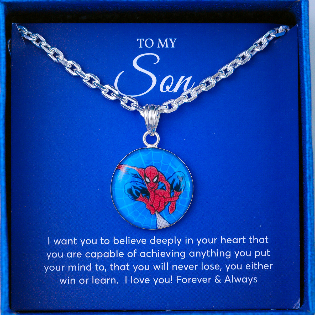 JUELHAUS Silver Necklace Gift for Son S990 Pure Spider-Man Spiderman Movie Version Healthy and Playful