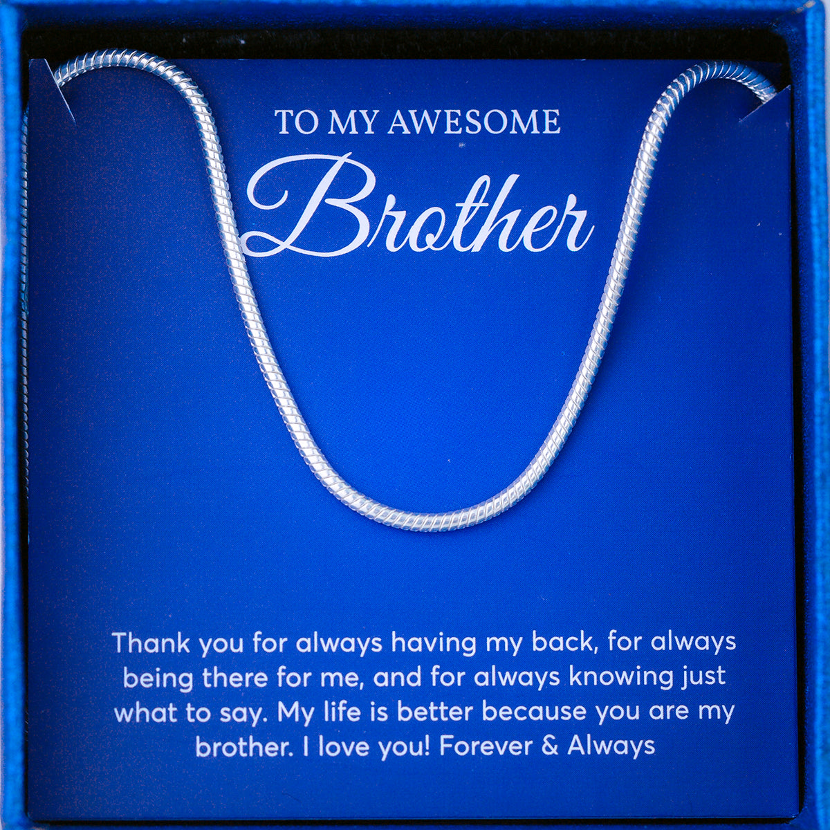 JUELHAUS Silver Necklace Gift for brother S925 Italian Worm Chain Style Super Durable Super Solid Easy to Combine and Wear on All Faces
