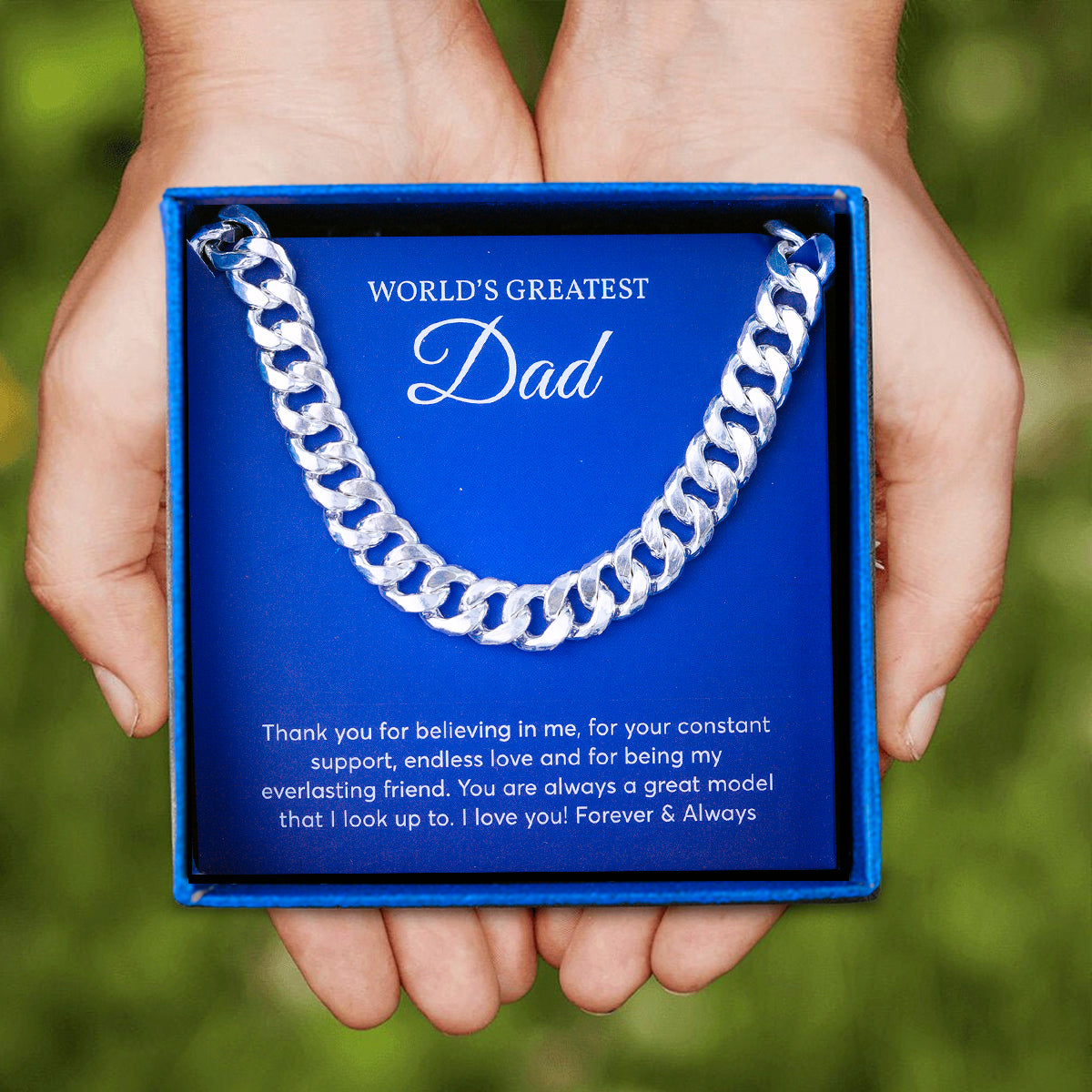 JUELHAUS Silver Necklace Gift for  dad, Single Chain Style, All Sizes, Simple, Outstanding, Durable and Bright Over Time
