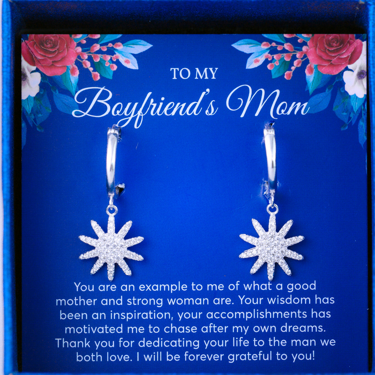JUELHAUS S925 Silver Earrings Given to boyfriend's mother in Tung Teng Style with Outstanding Shining Sun Shape
