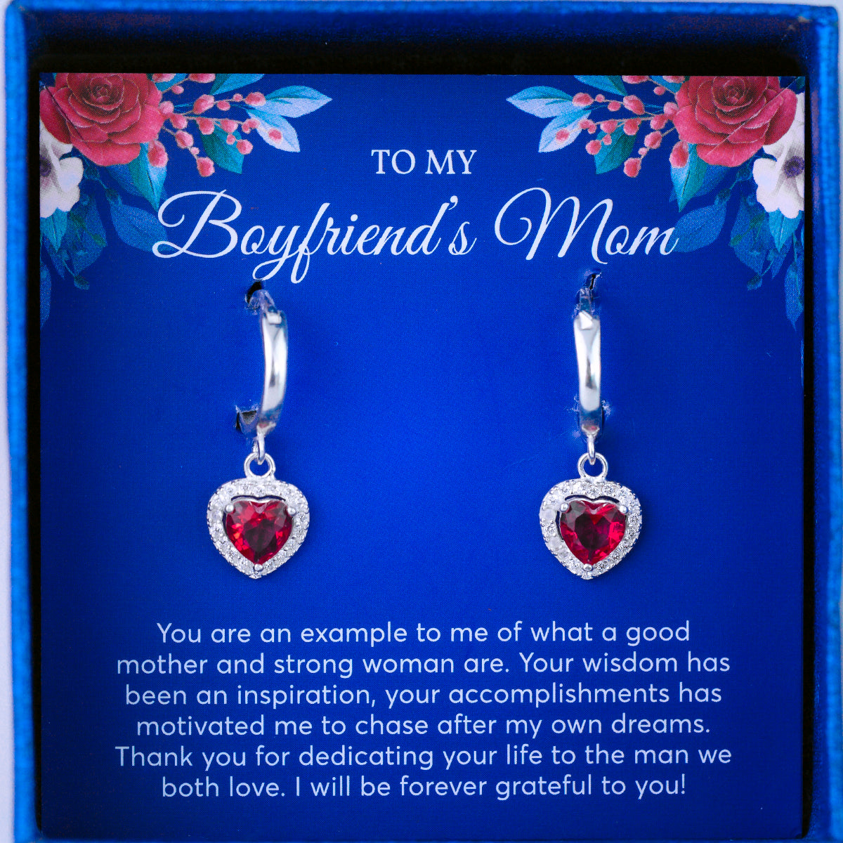 JUELHAUS Silver Earrings for boyfriend's mother S925 Heart-shaped Tung Teng style with stones and beautiful, luxurious and attractive edges