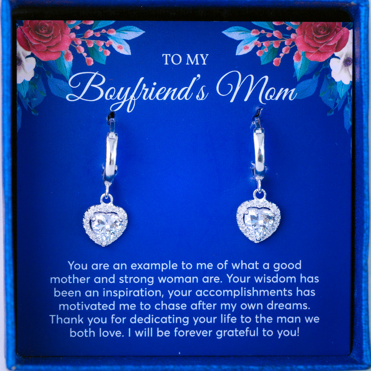JUELHAUS Silver Earrings for boyfriend's mother S925 Heart-shaped Tung Teng style with stones and beautiful, luxurious and attractive edges