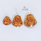 JUELHAUS Silver Pendant with Image of Laughing Buddha and Tiger Eye Stone, Available in 3 Sizes