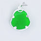 JUELHAUS Silver Pendant With Image Of Laughing Buddha, Green Jade Stone, Smooth Silver Border