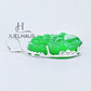 JUELHAUS Silver Pendant With Image Of Laughing Buddha, Green Jade Stone, Smooth Silver Border