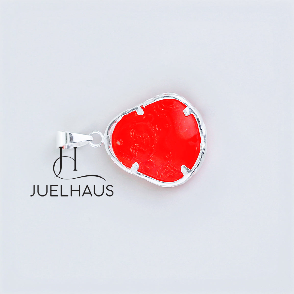 JUELHAUS Silver Pendant With Buddha Statue, Transparent Feng Shui Stone, Many Colors