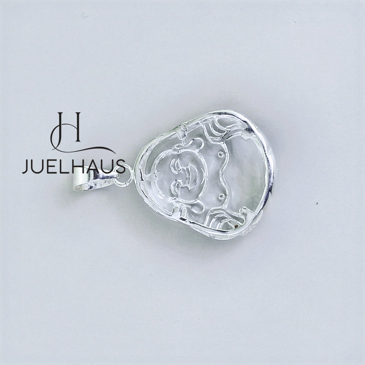 JUELHAUS Silver Pendant With Buddha Statue, Transparent Feng Shui Stone, Many Colors