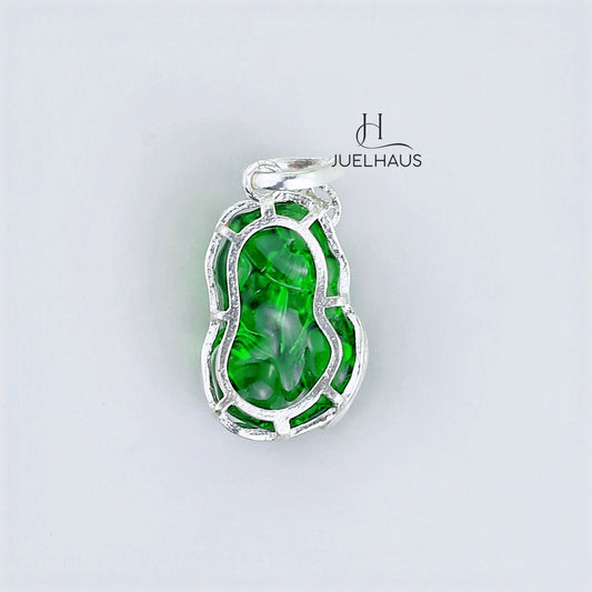 JUELHAUS Silver Pendant with Pixiu Shape, Multi-Colored Feng Shui Stone, Holding Lucky Coins