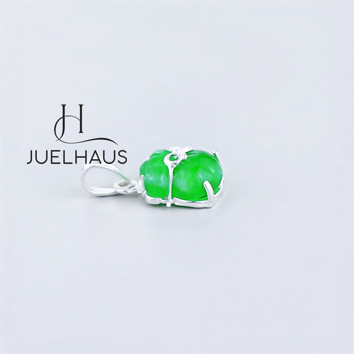 JUELHAUS Small and Lovely Green Jade Pixiu Silver Pendant