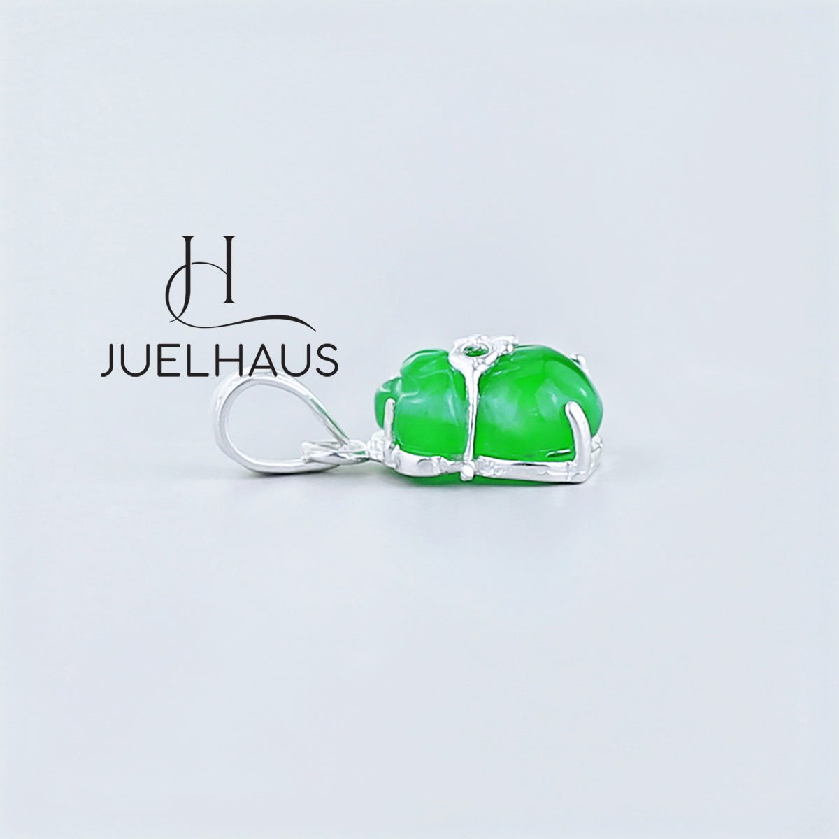 JUELHAUS Small and Lovely Green Jade Pixiu Silver Pendant