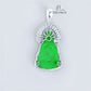 JUELHAUS Silver Pendant Gift for boyfriend's mother Avalokiteśvara Bodhisattva Image Jade Green Stone with Sparkling Crystal Edge