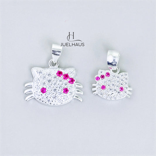 JUELHAUS S990 Pure Silver Pendant For Girls With Cute Hello Kitty Cat Face In All Sizes