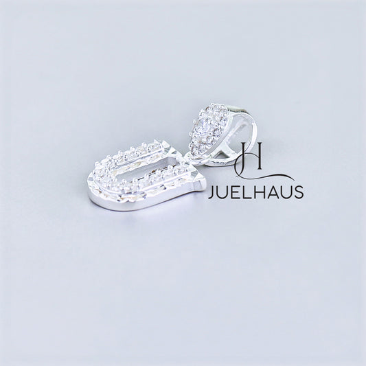JUELHAUS Silver pendant in the shape of a letter with a stone on a hook, strikingly impressive