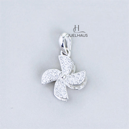 JUELHAUS Silver Pendant Pure S990 Pinwheel Shape 3D Fixed Wing Non-rotating