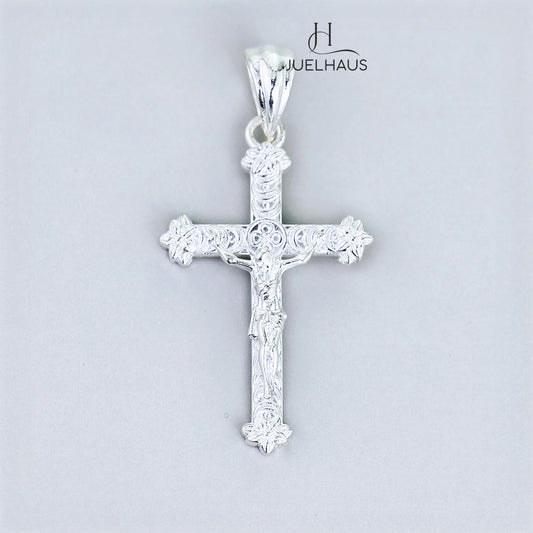JUELHAUS Super Beautiful Silver Cross Pendant With Cast Statue Of Jesus