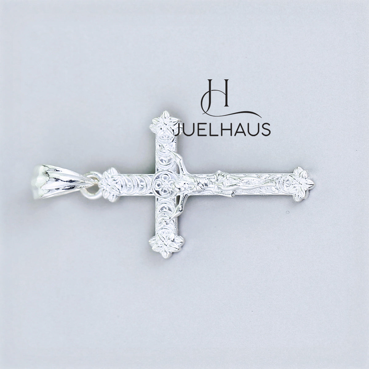 JUELHAUS Super Beautiful Silver Cross Pendant With Cast Statue Of Jesus