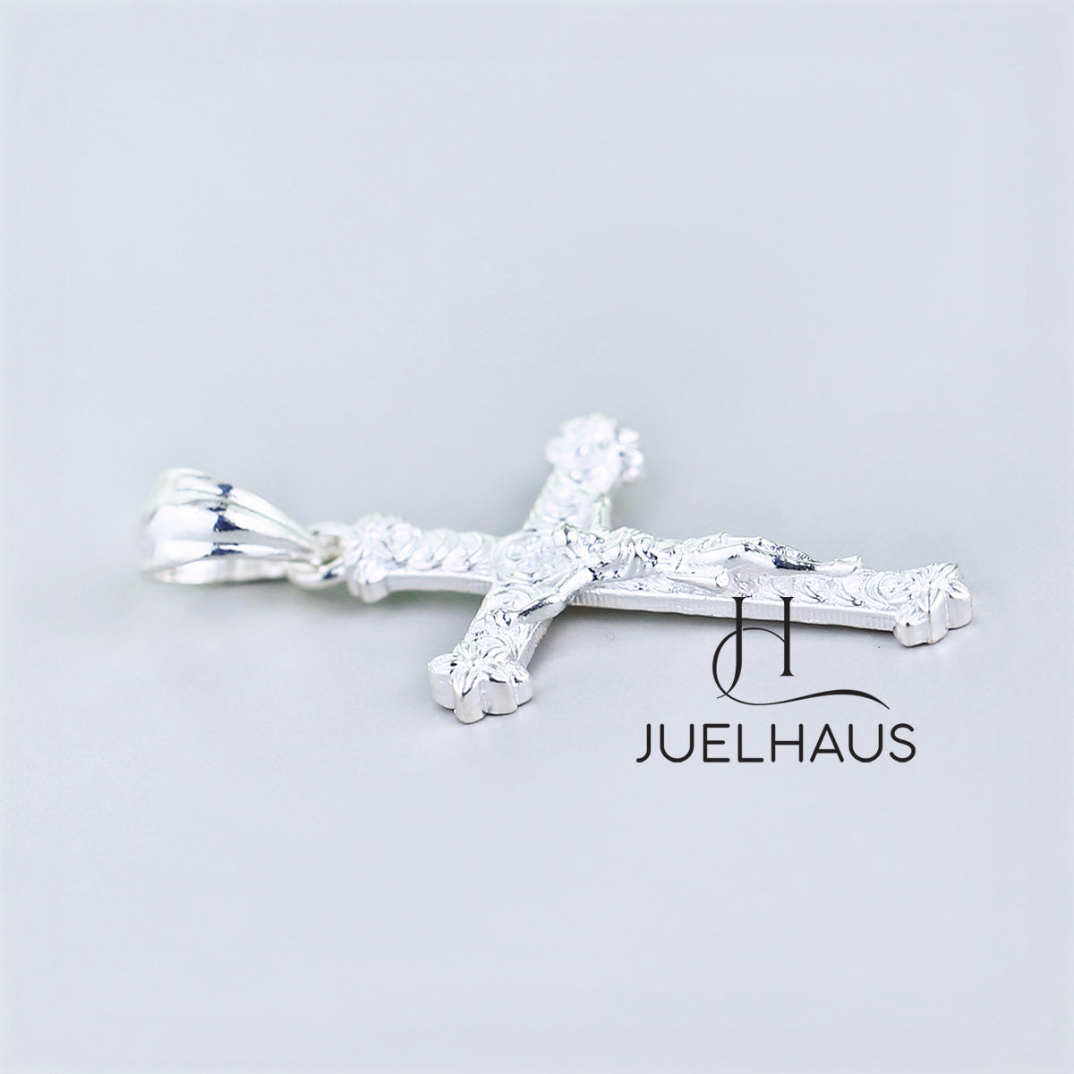 JUELHAUS Super Beautiful Silver Cross Pendant With Cast Statue Of Jesus