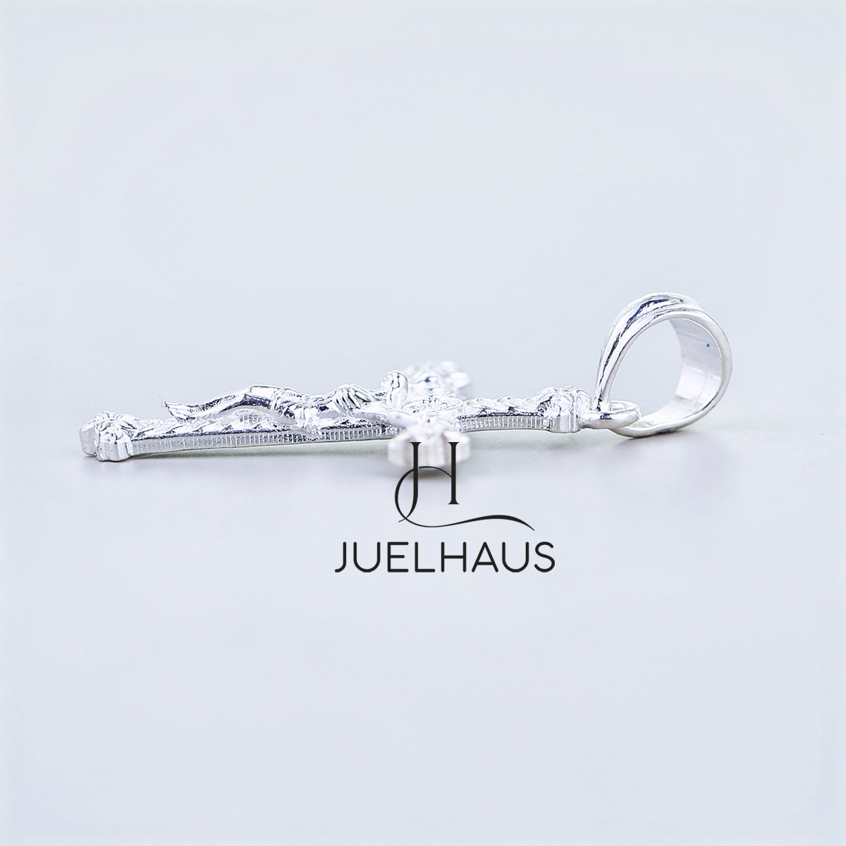 JUELHAUS Super Beautiful Silver Cross Pendant With Cast Statue Of Jesus