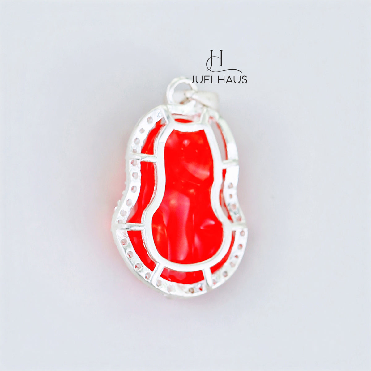JUELHAUS Silver Pendant with Pixiu Shape, Multi-Colored Feng Shui Stone, Holding Money, Silver-Plated, Small, Beautiful Stone Border