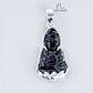 JUELHAUS Silver Pendant with the Image of Bodhisattva Avalokiteshvara, Black Agate, Silver-Plated, Simple and Beautiful