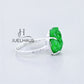 JUELHAUS Small and Pretty Green Jade Fox Silver Ring with 2-Sided Stone Border, Exquisite and Outstanding Ring