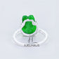 JUELHAUS Small and Pretty Green Jade Fox Silver Ring with 2-Sided Stone Border, Exquisite and Outstanding Ring