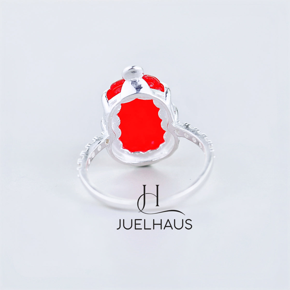 JUELHAUS Silver Pixiu Ring with Colorful Feng Shui Stone Holding Money with 2-Side Stone Border Ring