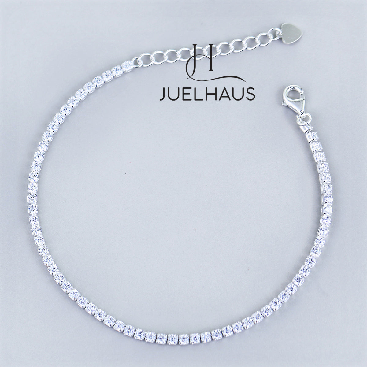 JUELHAUS S990 Pure Silver Bracelet for Women with 5mm Stone Band, Impressive and Luxurious