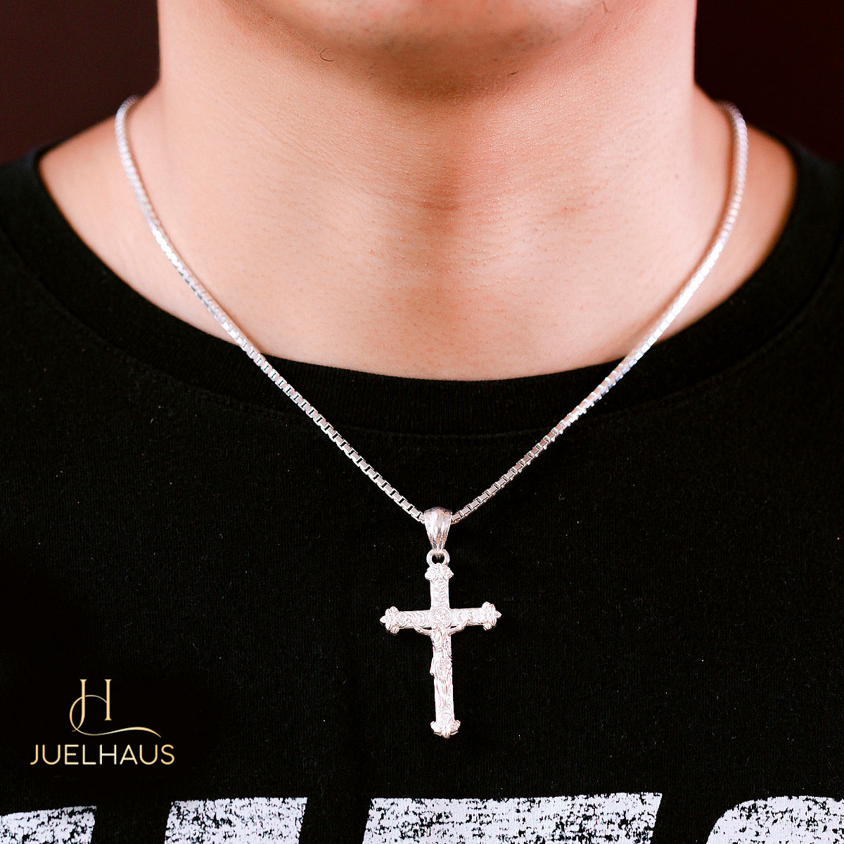 JUELHAUS Super Beautiful Silver Cross Pendant With Cast Statue Of Jesus
