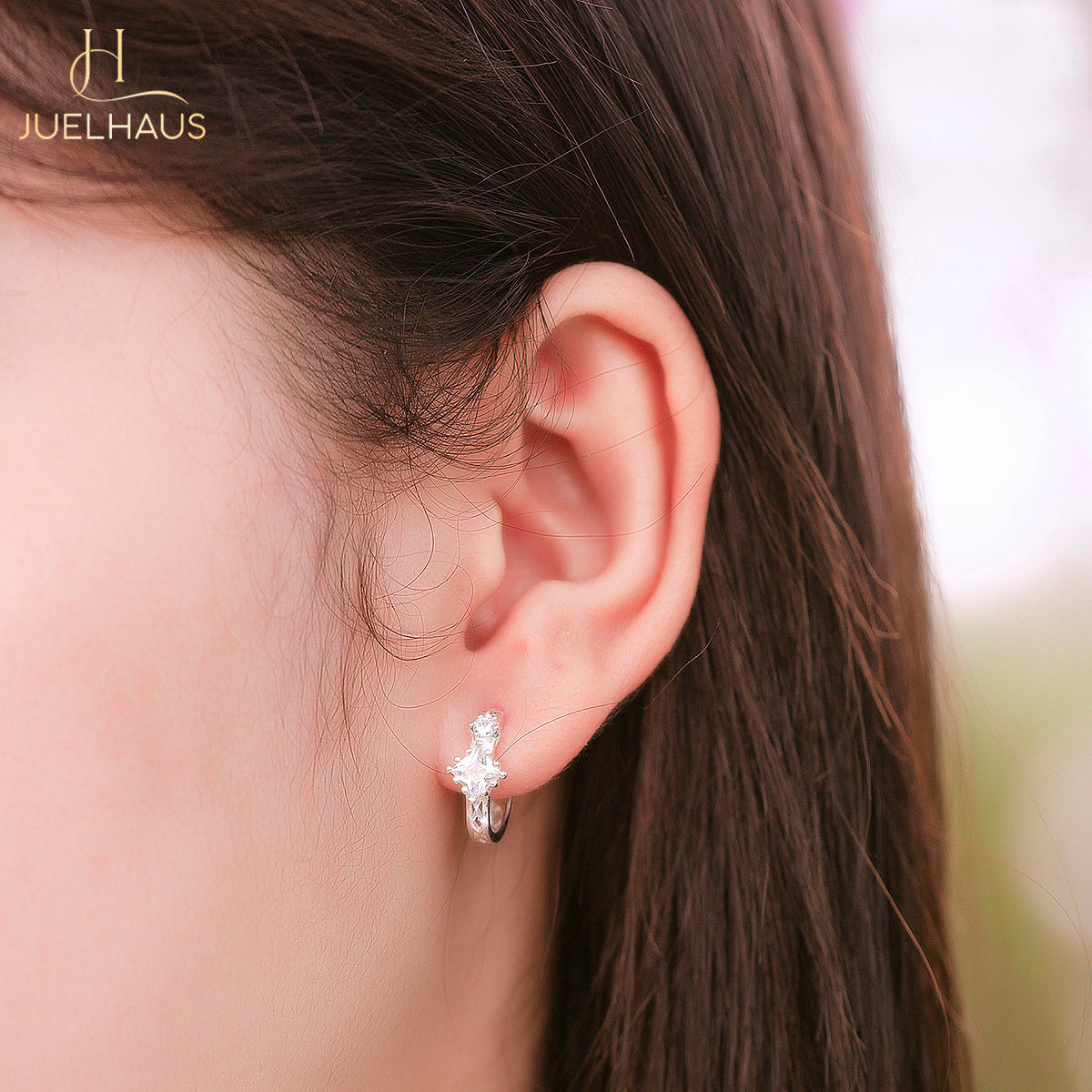 JUELHAUS Women's Silver Earrings Round Shape, Solid Thick White Stone, Simple, Bright, Long-lasting Wear