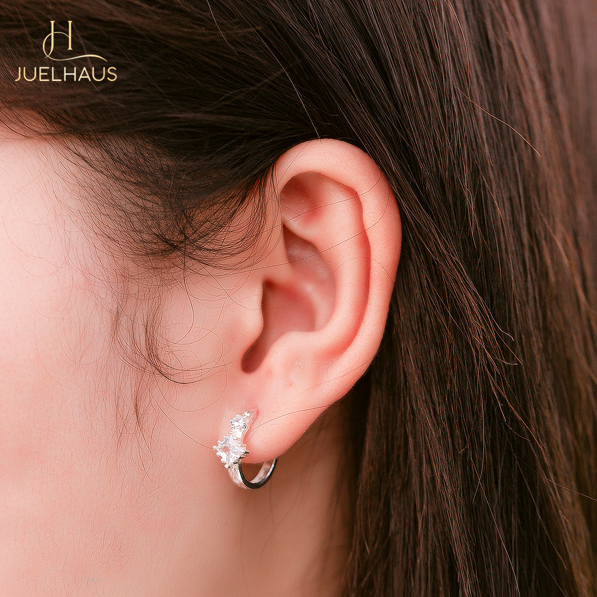 JUELHAUS Women's Silver Earrings Round Shape, Solid Thick White Stone, Simple, Bright, Long-lasting Wear